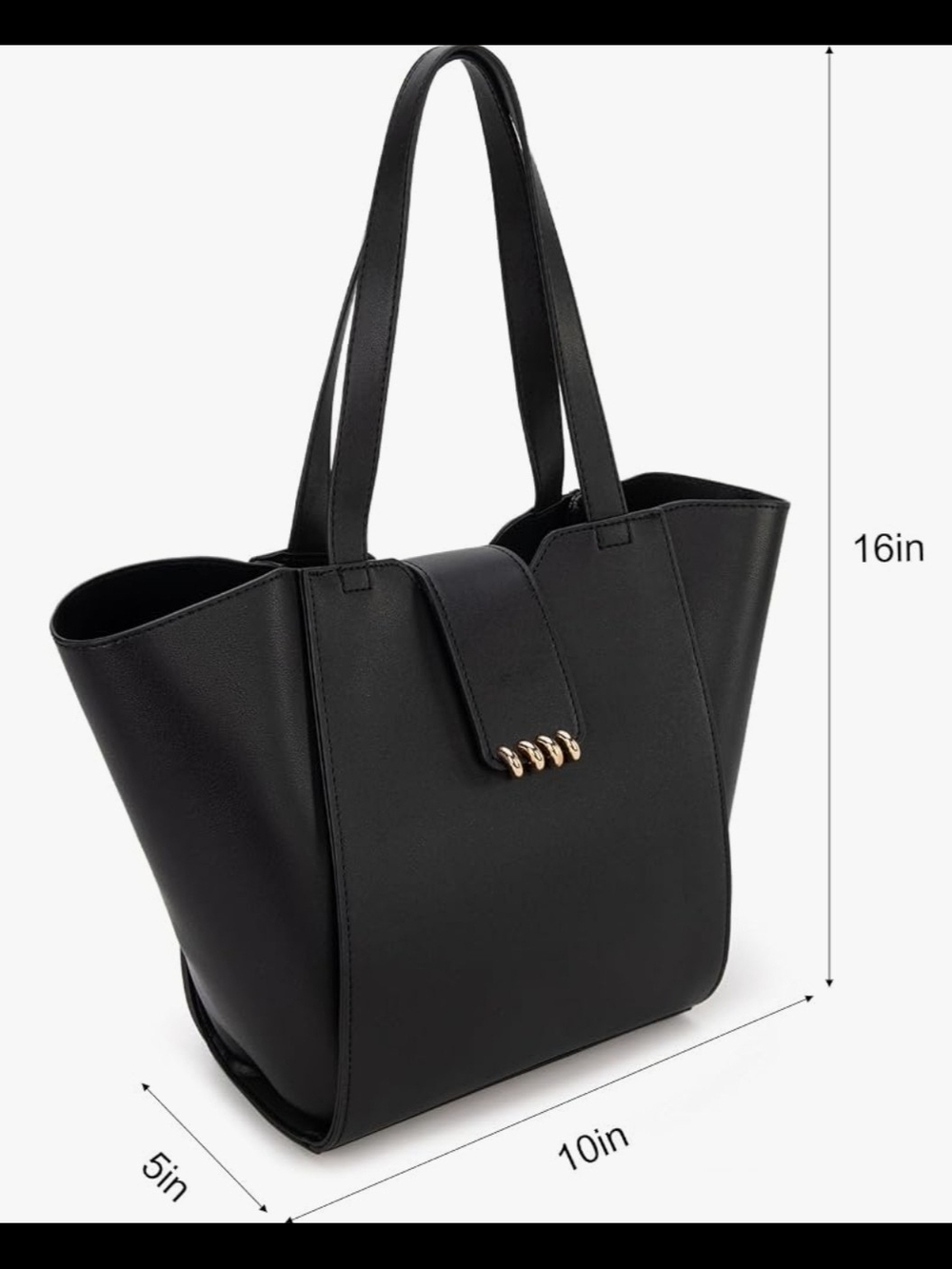 Montana West Black Shoulder Tote with Gold Accent - Picture 4 of 4